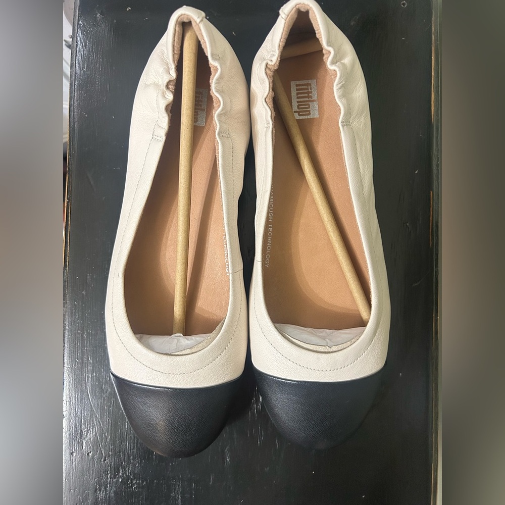 Fitflop Two-Tone Cream and Black Ballet Flats